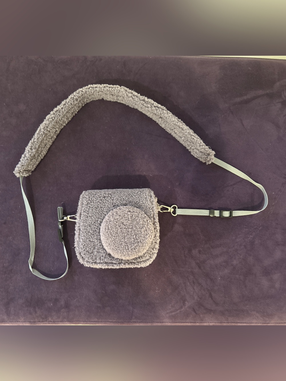 Polaroid Gray & Purple Sherpa Crossbody Camera Case